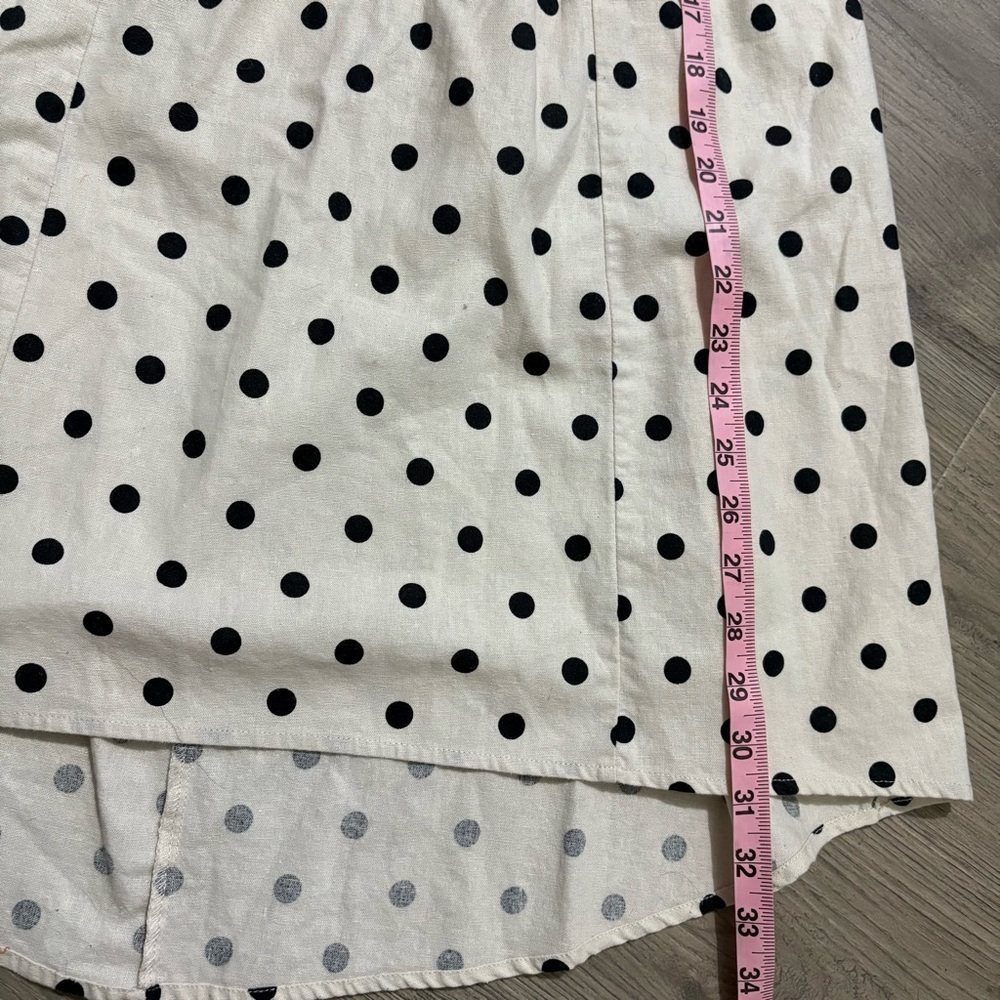 Urban Outfitters COPE Linen Blend Ivory Black Polka Dot Sleeveless Dress Sz M - Picture 8 of 11